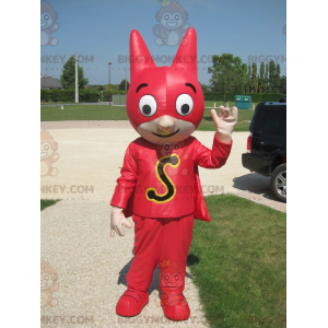 Superhero BIGGYMONKEY™ Mascot Costume with Mask and Red Outfit