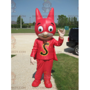Superhero BIGGYMONKEY™ Mascot Costume with Mask and Red Outfit