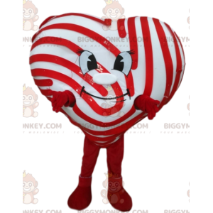 BIGGYMONKEY™ Mascot Costume of Smiling White Heart with Red