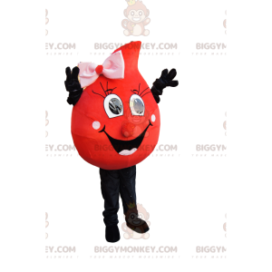 BIGGYMONKEY™ Mascot Costume of Red Blob with Big Smile and Pink