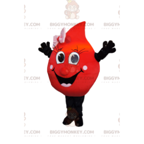BIGGYMONKEY™ maskottiasu Red Blob Big Smile ja vaaleanpunainen rusetti - Luokittelemattomat maskotit - BiggyMonkey.com
