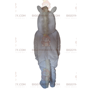 Majestic White Horse BIGGYMONKEY™ maskotkostume med hvid pust -