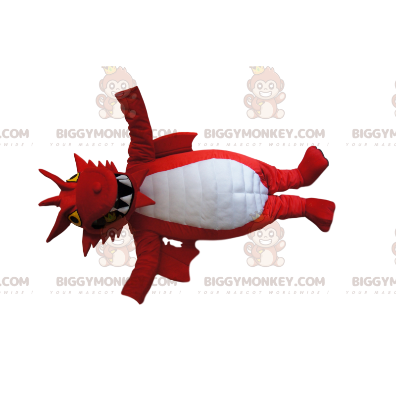 BIGGYMONKEY™ Mascot Costume Red and White Dragon with BIGGYMONKEY™ Mascot Costume Red and White Dragon with