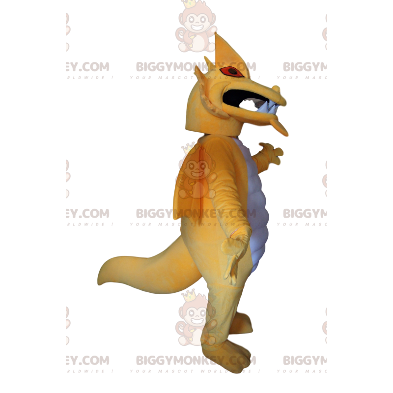 BIGGYMONKEY™ Costume da mascotte Drago giallo e bianco molto BIGGYMONKEY™ Costume da mascotte Drago giallo e bianco molto