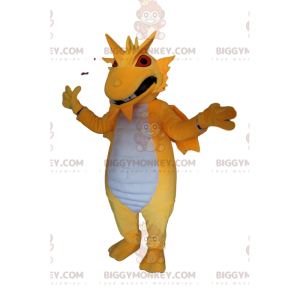 BIGGYMONKEY™ Mascot Costume Very Wicked Yellow And White Dragon
