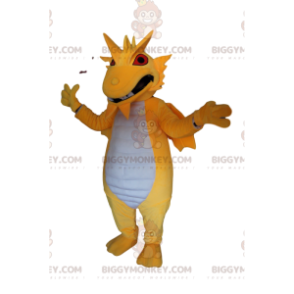 BIGGYMONKEY™ Mascot Costume Very Wicked Yellow And White Dragon