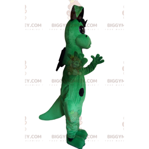Costume de mascotte BIGGYMONKEY™ de dragon vert et noir très