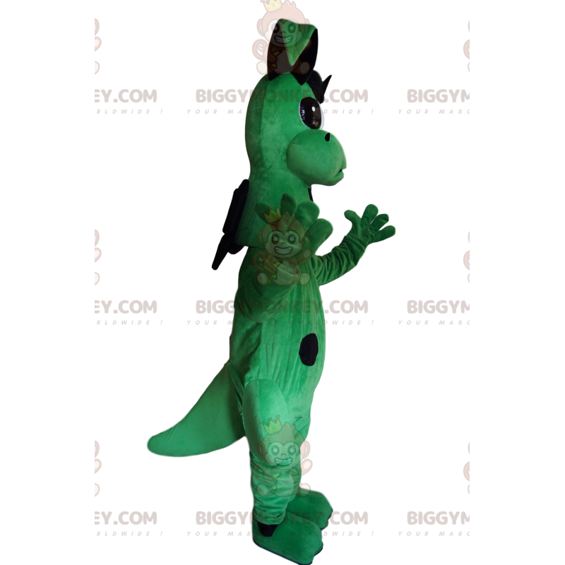 Muy lindo disfraz de mascota dragón verde y negro BIGGYMONKEY™ Muy lindo disfraz de mascota dragón verde y negro BIGGYMONKEY™