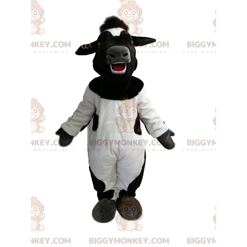 Mycket glad svartvit ko BIGGYMONKEY™ maskotdräkt - BiggyMonkey Mycket glad svartvit ko BIGGYMONKEY™ maskotdräkt - BiggyMonkey