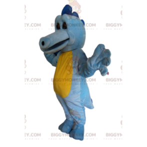 Endearing Sky Blue and Yellow Dragon BIGGYMONKEY™ Mascot