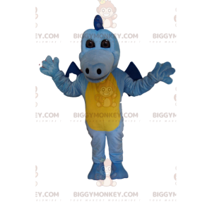 Costume de mascotte BIGGYMONKEY™ de dragon bleu ciel et jaune