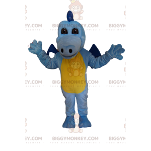 Encantador disfraz de mascota Dragón azul cielo y amarillo