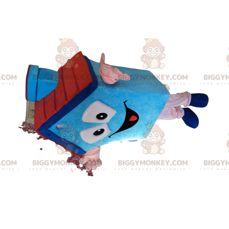 Costume da mascotte BIGGYMONKEY™ Cottage Camino blu - Costume da mascotte BIGGYMONKEY™ Cottage Camino blu -
