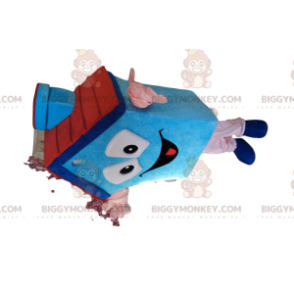 Traje de mascote BIGGYMONKEY™ Chaminé Azul Cottage –
