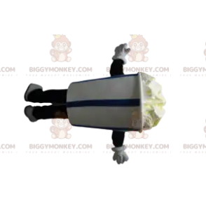 Blue and White Striped Ice Cream Pot BIGGYMONKEY™ Mascot