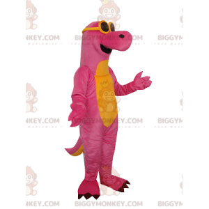 Costume de mascotte BIGGYMONKEY™ de dinosaure rose et jaune