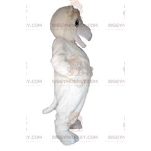 Costume de mascotte BIGGYMONKEY™ d'ours blanc avec un immense sourire et un gros bedon - Mascotte d'ours - BiggyMonkey.com