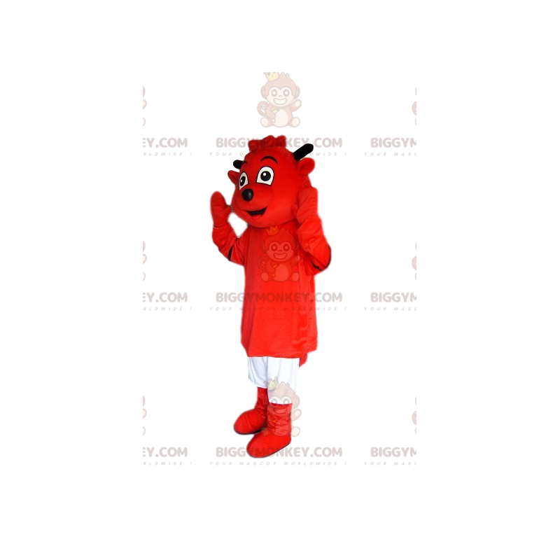 BIGGYMONKEY™ Maskotdräkt Röd Imp med vita shorts - BiggyMonkey BIGGYMONKEY™ Maskotdräkt Röd Imp med vita shorts - BiggyMonkey
