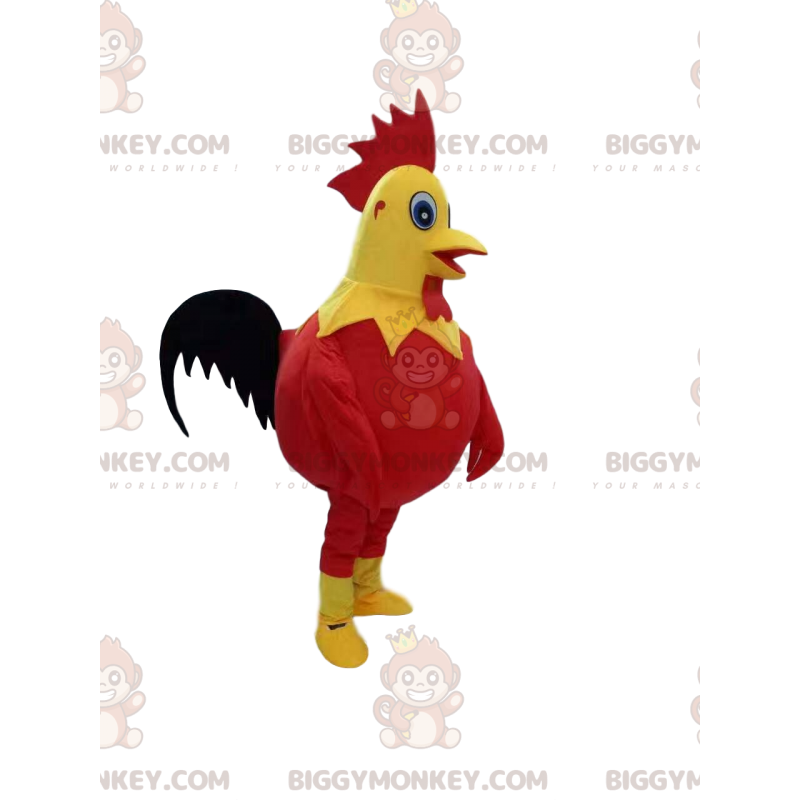 BIGGYMONKEY™ Mascot Costume Red and Yellow Rooster with