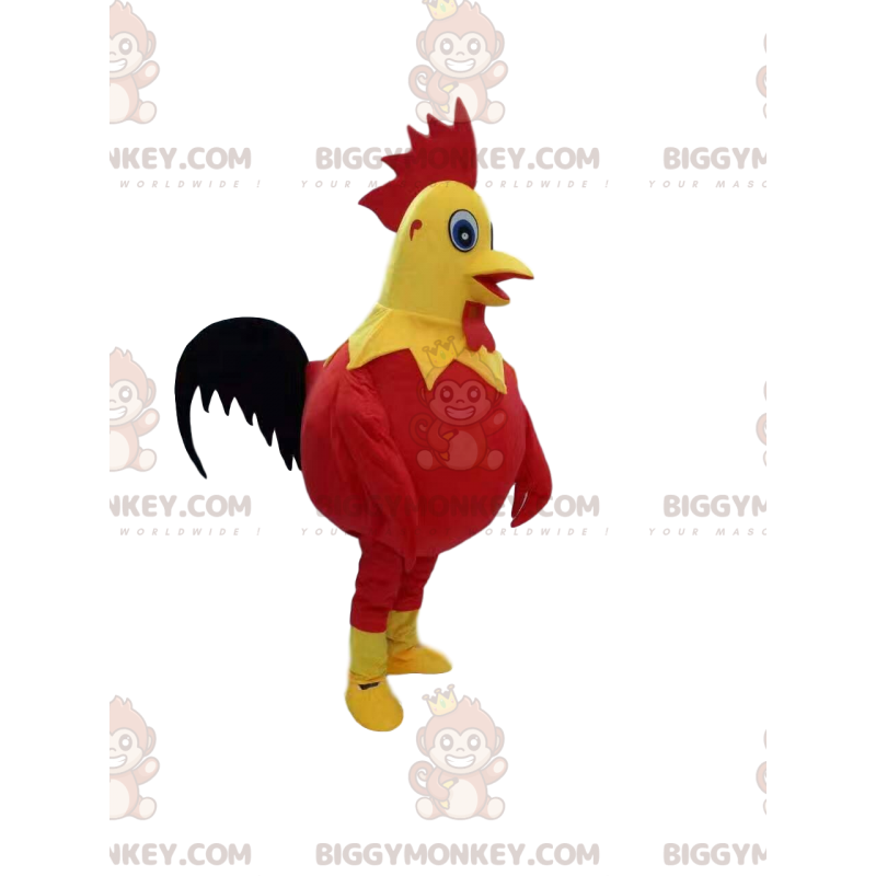BIGGYMONKEY™ Mascot Costume Red and Yellow Rooster with BIGGYMONKEY™ Mascot Costume Red and Yellow Rooster with