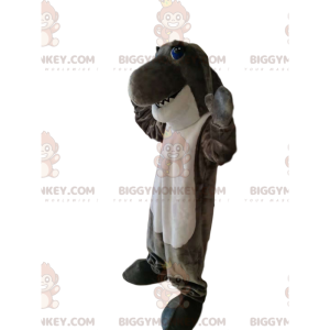 Jättekul BIGGYMONKEY™ maskotdräkt för grå och vit haj -
