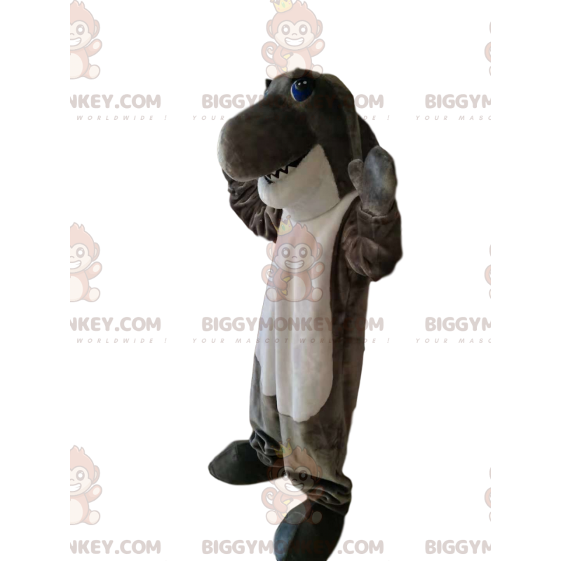 Geweldig leuk BIGGYMONKEY™ mascottekostuum met grijze en witte Geweldig leuk BIGGYMONKEY™ mascottekostuum met grijze en witte