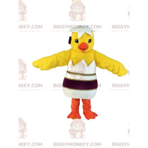 Yellow Chick BIGGYMONKEY™ maskotdräkt med snyggt äggskal -