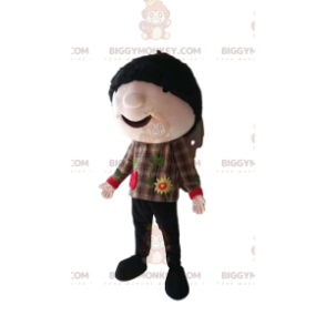 Lille brun dreng BIGGYMONKEY™ maskotkostume med plaidskjorte - Drenge og piger maskoter - BIGGYMONKEY_013410 - BiggyMonkey.com