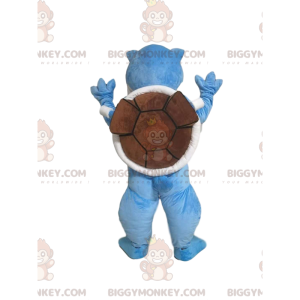 BIGGYMONKEY™ mascottekostuum blauwe schildpad met bruine schelp
