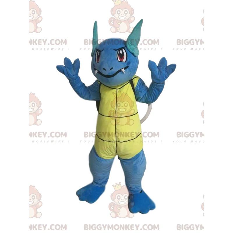 Blue Turtle BIGGYMONKEY™ Mascot Costume with Pointy Teeth and