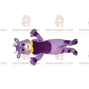 Traje de mascote BIGGYMONKEY™ Vaca roxa com colar amarelo Peter