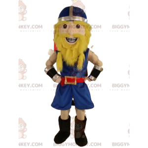 Happy Viking Warrior BIGGYMONKEY™ Mascot Costume, with Blue