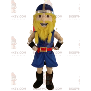 Happy Viking Warrior BIGGYMONKEY™ maskotkostume, med blå hjelm