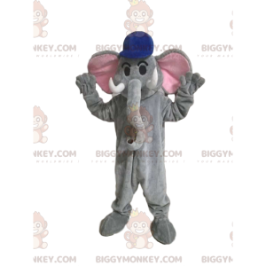 Kostým BIGGYMONKEY™ maskot Šedý slon s modrou čepicí –
