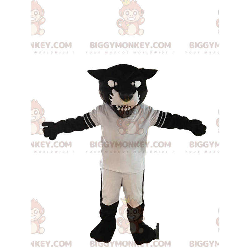 Costume de mascotte BIGGYMONKEY™ de panthère noire agressive Costume de mascotte BIGGYMONKEY™ de panthère noire agressive