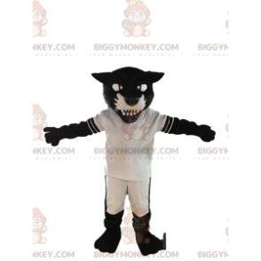 Kostium maskotka agresywna czarna pantera BIGGYMONKEY™ ze sportową odzieżą - Maskotki lwa - BIGGYMONKEY_013420 - BiggyMonkey.com