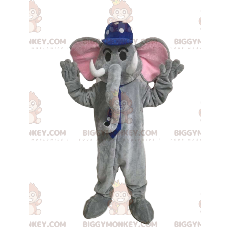 Costume de mascotte BIGGYMONKEY™ d'éléphant gris avec une Costume de mascotte BIGGYMONKEY™ d'éléphant gris avec une