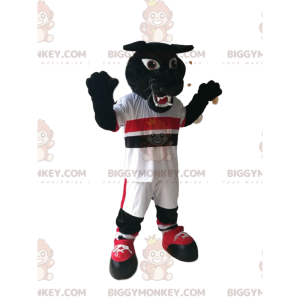 Black Panther BIGGYMONKEY™ Mascot Costume With White Sportswear