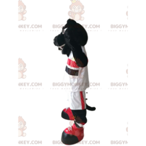 Black Panther BIGGYMONKEY™ mascottekostuum met witte sportkleding - Lion mascottes - BIGGYMONKEY_013424 - BiggyMonkey.com