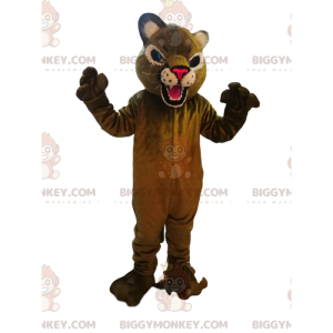 BIGGYMONKEY™ mascot costume of ferocious puma with a fuchsia