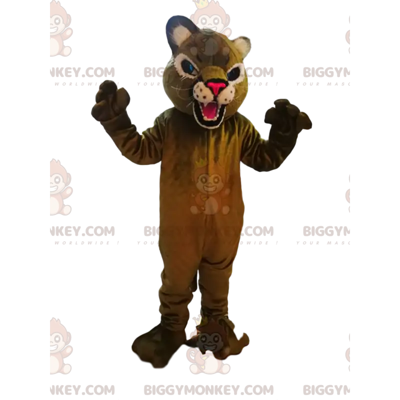 Traje de mascote BIGGYMONKEY™ de puma feroz com focinho fúcsia