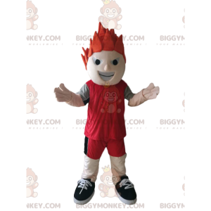 Sportsman BIGGYMONKEY™ maskotdräkt med röda sportkläder -