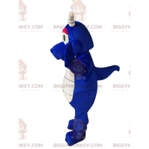 BIGGYMONKEY™ Costume da mascotte Fantastico drago blu con corna