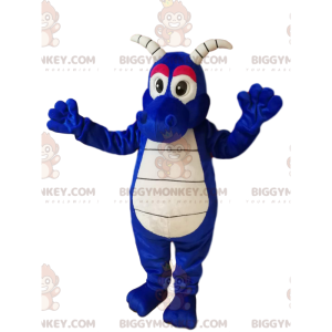 Costume de mascotte BIGGYMONKEY™ de dragon bleu sympa avec des