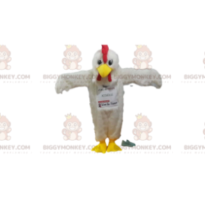 Hvit kylling BIGGYMONKEY™ maskotkostyme med nydelig fjærdrakt! - Høns-maskot - Haner - Høner - BiggyMonkey.com