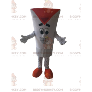 White tube BIGGYMONKEY™ mascot costume with a big smile! -
