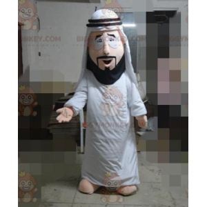 Sultan BIGGYMONKEY™ Maskottchenkostüm im weißen Outfit -