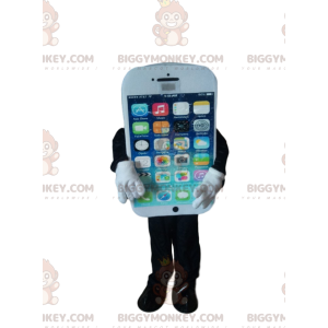 Bílý kostým maskota BIGGYMONKEY™ pro chytrý telefon –