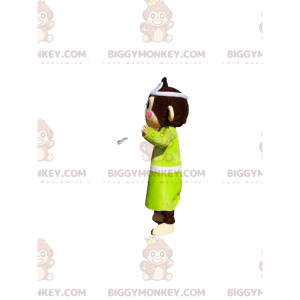 Στολή μασκότ BIGGYMONKEY™ Brown Monkey με κίτρινο μπουρνούζι