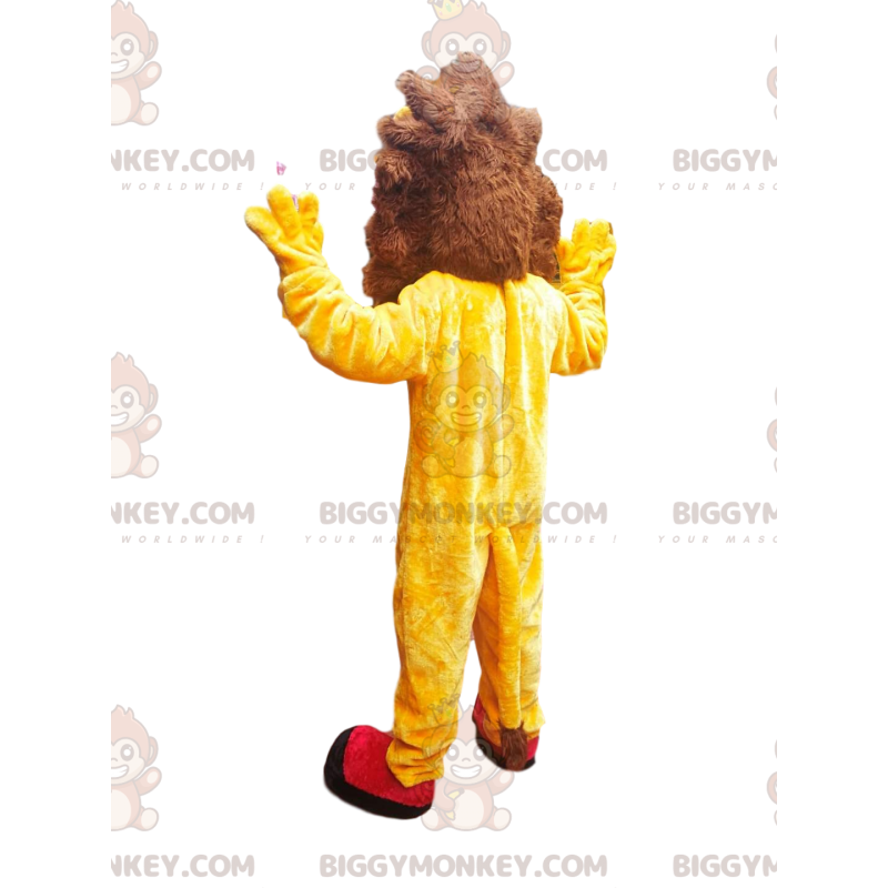 ¡Disfraz de mascota BIGGYMONKEY™ de un león muy entusiasta con ¡Disfraz de mascota BIGGYMONKEY™ de un león muy entusiasta con